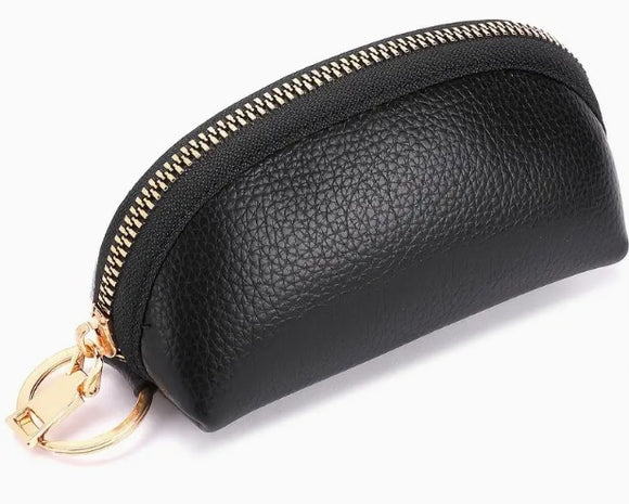 Small Leather Accessory Bag  - Black
