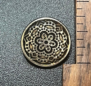 7/8 Inch Shank Back Antiqued Silver Button, Round with Flower Design