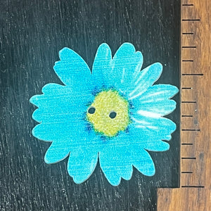 1 1/2 Inch Blue Flower button, 2 hole design