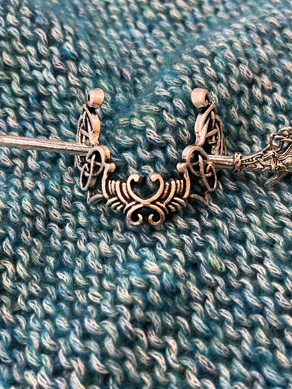 Small Filigreed Metal Shawl Pin