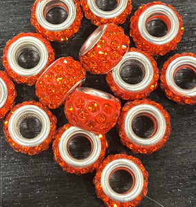 2 piece Rhinestoned Closed Ring Stitch Marker - Orange