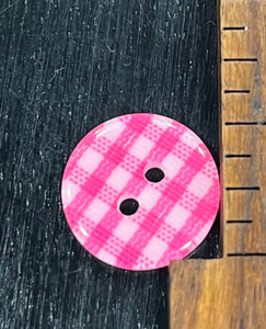 5/8 Inch Pink Gingham Resin Buttons, 2 hole design