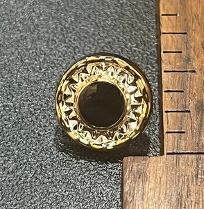 1/2 Inch Gold Colored with Black Resin Center, Round, Single Shank Button