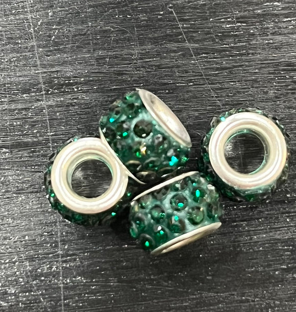 2 piece Rhinestoned Closed Ring Stitch Marker - Emerald Green