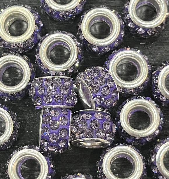 2 piece Rhinestoned Closed Ring Stitch Marker - Purple