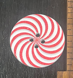 1 1/4 Inch Wood Red and White Spiral,  4 hole design