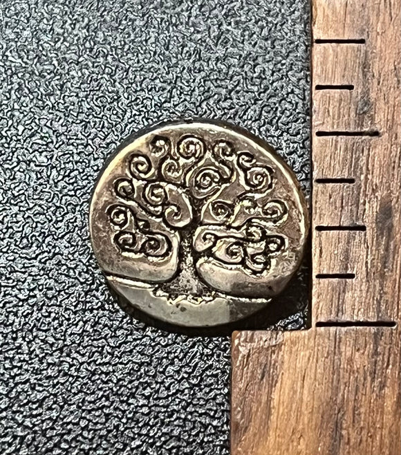 1/2 Inch Antiqued silver, Round with Tree, Single Shank Button