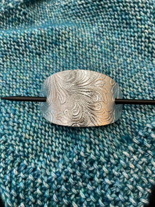 Embossed Leather Shawl Pin in Silver