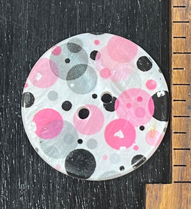 1 1/4 Inch Abalone Shell Button with Polka Dots, 2 hole design