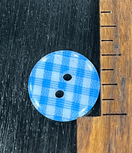 5/8 Inch Light Blue Gingham Resin Buttons, 2 hole design