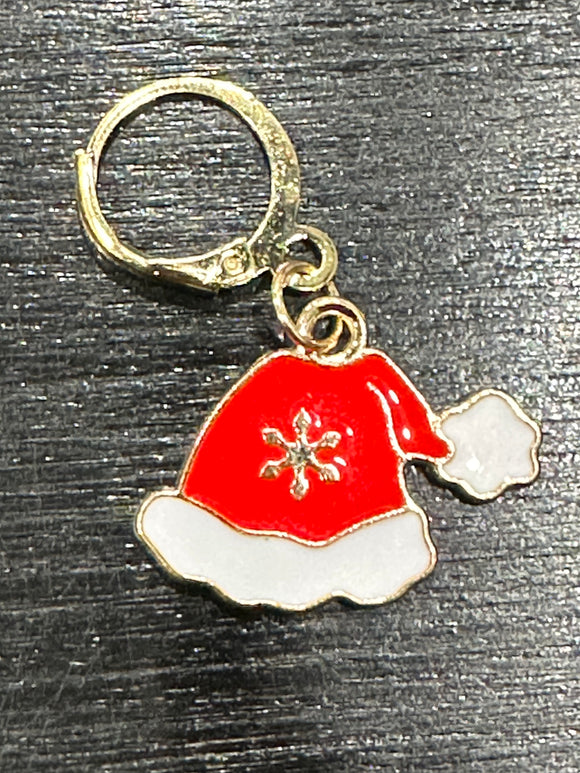 Red and White Santa Hat Enamle Stitch Marker