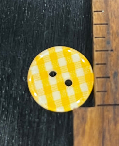 5/8 Inch Yellow Gingham Resin Buttons, 2 hole design
