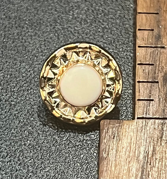 1/2 Inch Gold Colored with White Resin Center, Round, Single Shank Button