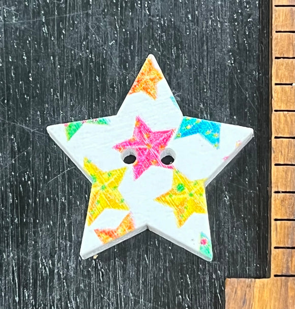 1 Inch Star button with Colored Star pattern, 2 hole design