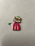 1 1/4 inch Christmas Fox Wood Button