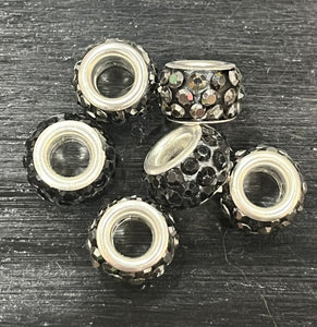 2 piece Rhinestoned Closed Ring Stitch Marker - Black