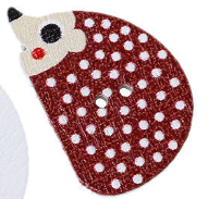 Natural Wood Sewing Button Scrapbooking Hedgehog Dark Red 2 Holes 25mm(1") x 16mm( 5/8")