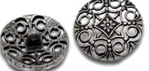 Zinc Based Alloy Metal Sewing Shank Buttons Round Antique Silver Mixed Flower Summer Carved 23mm(7/8") Dia