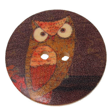 Natural Wood Sewing Buttons Scrapbooking Round At Random Mixed 2 Holes Halloween Owl Pattern 3  3cm(1 1/8