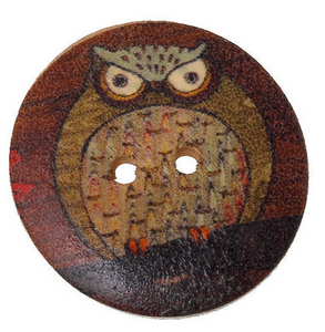 Natural Wood Sewing Buttons Scrapbooking Round At Random Mixed 2 Holes Halloween Owl Pattern4  3cm(1 1/8") Dia