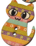 Natural Wood Sewing Buttons Scrapbooking Cat Yellow Floral 2 Holes 30mm(1 1/8