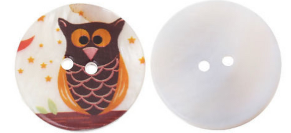 Natural Shell Sewing Button Scrapbooking 2 Holes Round Multicolor Owl Halloween Pattern 3cm(1 1/8