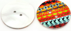 Natural Shell Buttons Round 2 Holes Multicolor Pattern Printed 3cm Dia