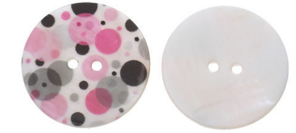 Natural Shell Sewing Button Scrapbooking 2 Holes Round Multicolor Dot Pattern 3cm(1 1/8