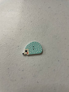 Natural Wood Sewing Button Scrapbooking Hedgehog Baby Blue 2 Holes 25mm(1") x 16mm( 5/8")