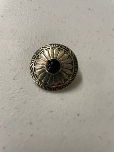 Round onyx gem flower metal shank button, 1 1/4 inch