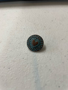 18mm zink based aged copper finished Heart metal shank button