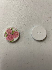 18mm 2 hole white floral printed button Large roses