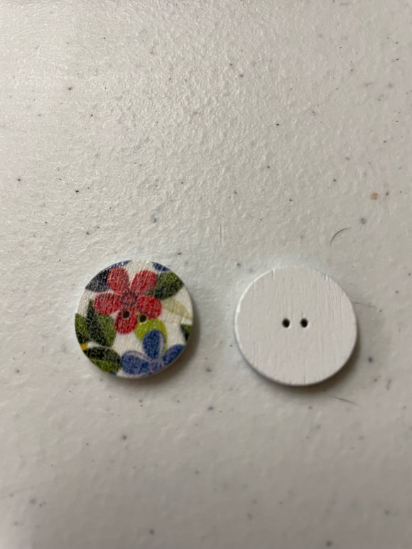 18mm 2 hole white floral printed button Daisies