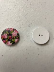 18mm 2 hole white floral printed button Roses