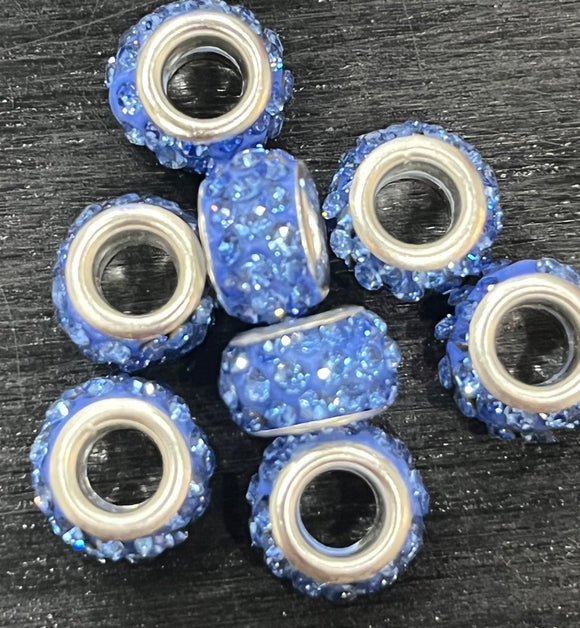 2 piece Rhinestoned Closed Ring Stitch Marker - Blue