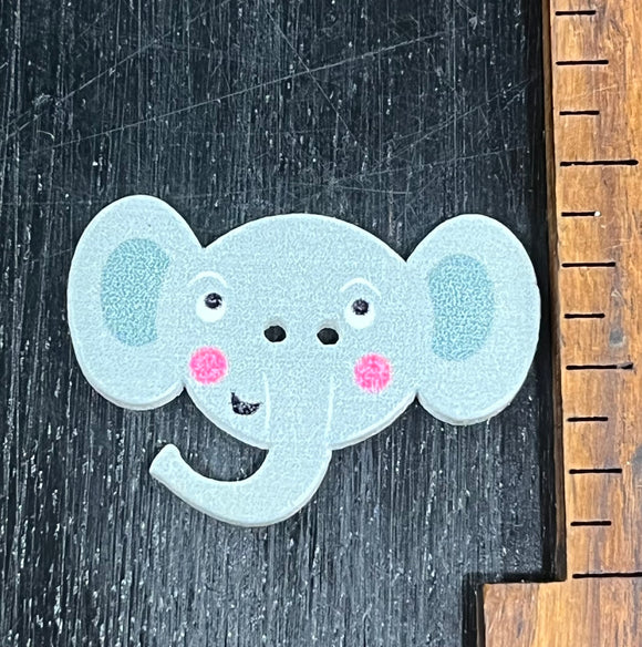 1 inch, Elephant Face, 2 hole Wood Button