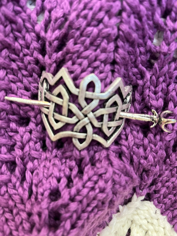 Crown style Celtic Knot work Shawl Pin