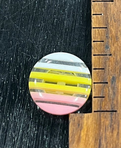1/2 Inch Pink, Yellow, and White Striped Resin Buttons, single shank