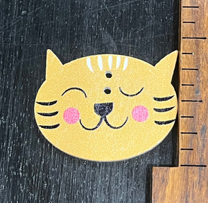 1 inch, Cat, 2 hole Wood Button