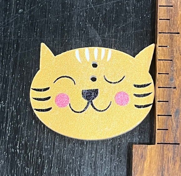 1 inch, Cat, 2 hole Wood Button