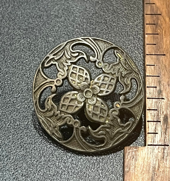 1 1/4 Inch Shank style button with open floral design