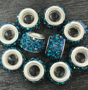 2 piece Rhinestoned Closed Ring Stitch Marker - Dark Teal