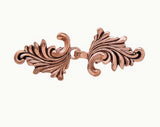 Copper Double Shawl Clasp Vintage Swirling Leaf