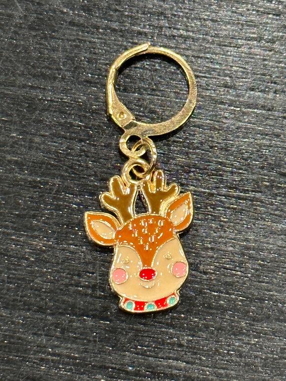 Beautiful Reindeer Fancy Silver Christmas Stitch Marker