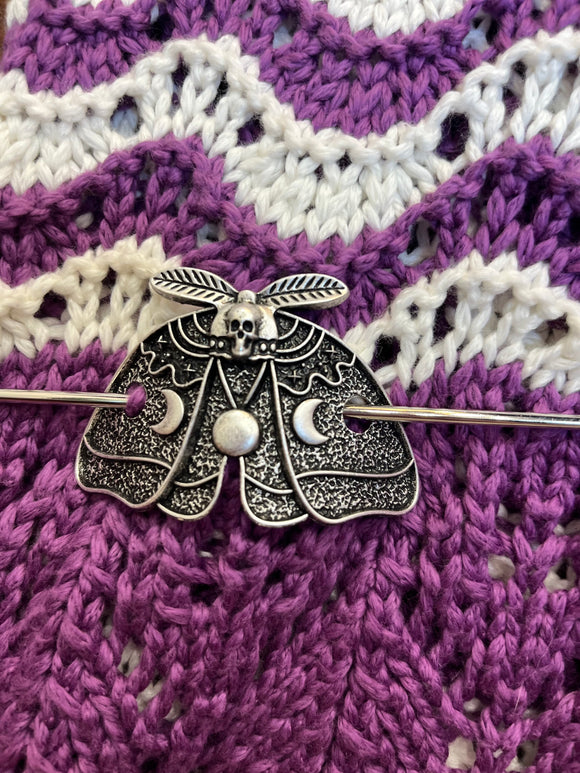 Deaths Head Moth and Moon Shawl Pin