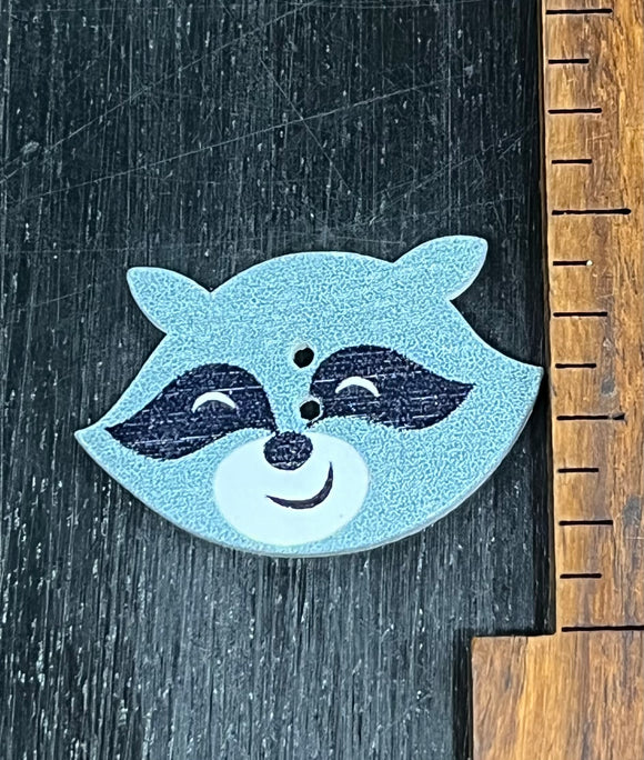 1 inch, Raccoon Face, 2 hole Wood Button