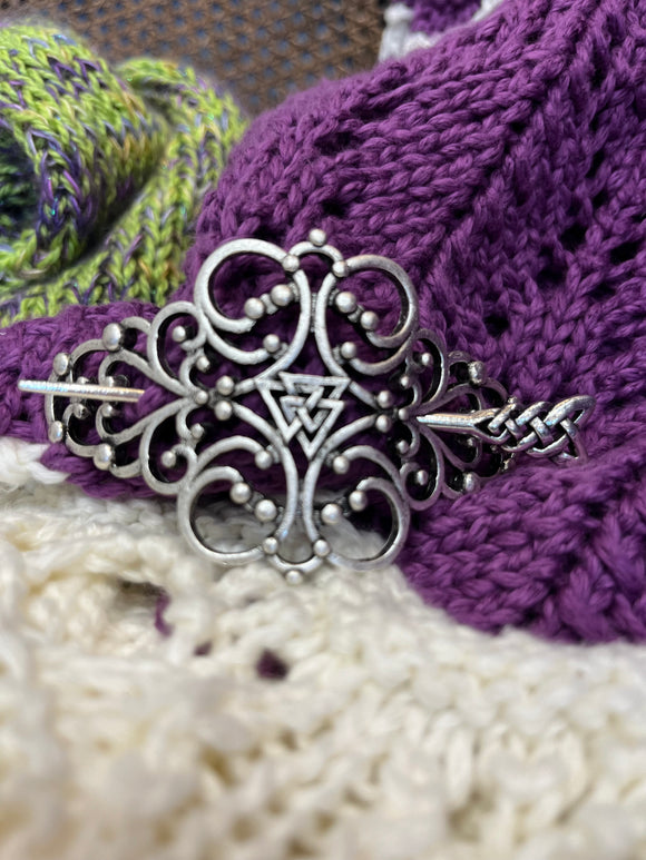 Triple Triangle Filigree Metal Shawl Pin