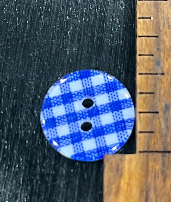 5/8 Inch Dark Blue Gingham Resin Buttons, 2 hole design
