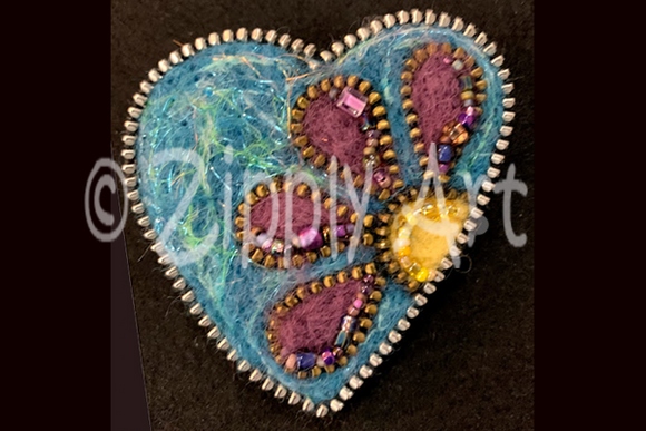 Zipply Art Daisy Heart Purple-Turquoise Kit