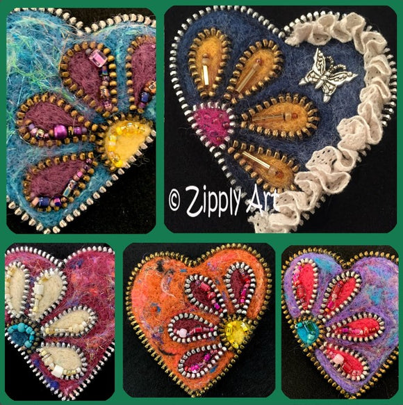 Zipply Art Daisy Heart Pattern only